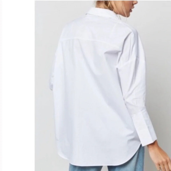 Topshop Giraffe Palm Tree White Button Down Shirt 8 Cotton Top Shop Zoo Animal M - Picture 3 of 8